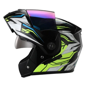 Ücretsiz Kargo NOKTA Yukarı Çevirmek Motosiklet Kask Çift Saçakları Yarış Modüler Çift Lens Tam Yüz Motokros Kaskları Kasko 3
