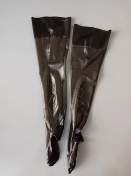 Şeffaf siyah %100 doğal kauçuk sıkı çoraplar bayanlar için üstte siyah süslemeli dekoratif 3