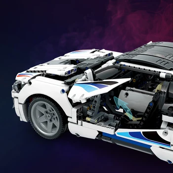 Teknik Süper Yarış Araba BM ı8S 1:10 Modeli Tuğla Set MOC Hızlı Hızlı Spor Araç Yapı Blok Oyuncaklar Çocuklar ıçin noel hediyesi 3