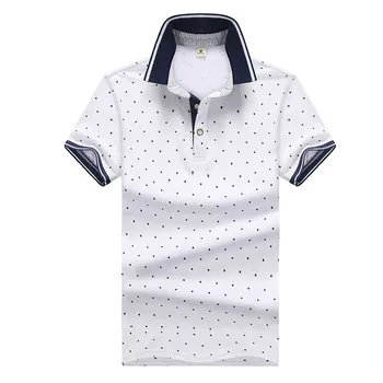 Moda Yeni Erkek Yaz Kısa Kollu Turn Down Yaka günlük t-Shirt Polka Dot İnce Streetwear Erkek Tees Üst Artı Boyutu M-4XL 3