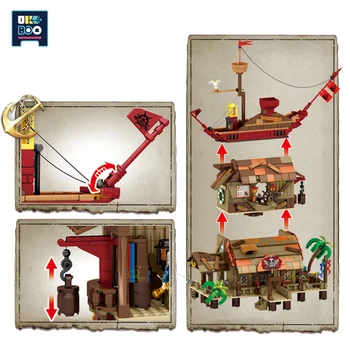 1240 ADET Korsan Gemileri Kralı Kaptan Modeli Dock Yapı Taşları Şehir Deniz Rover Rakamlar Film Tuğla Oyuncaklar Hediye 3