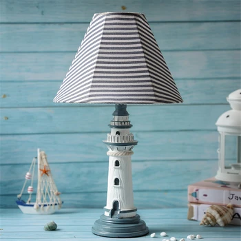 Akdeniz Deniz feneri masa Lambaları Nordic Mavi Çocuk odası çocuk Yatak Odası başucu lambası Çalışma giyim mağazası ev dekor ışık 3