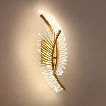 Modern Minimalist ışık lüks akrilik duvar lambası tüy kanatları tasarım Sanat oturma Odası arka plan Led duvar aplik yatak odası başucu 4