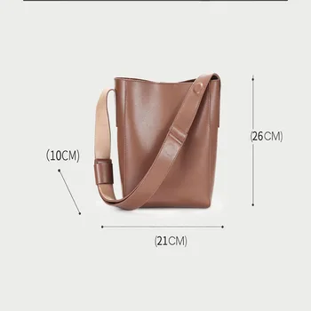 ANOKHOGİ Kadın Kova Çanta Saf Renk Kaliteli Sıcak Satış Dana Messenger Taşınabilir Omuz Çantası ZX154 4