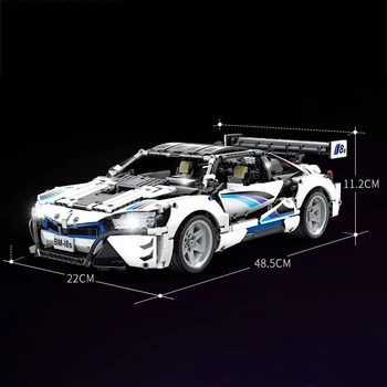 Teknik Süper Yarış Araba BM ı8S 1:10 Modeli Tuğla Set MOC Hızlı Hızlı Spor Araç Yapı Blok Oyuncaklar Çocuklar ıçin noel hediyesi 4