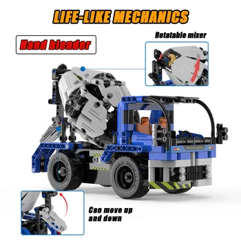 Şehir Mühendislik Teknik Uzaktan Kumanda Araba RC Çimento mikser kamyonu Yapı Taşları Inşaat Tuğla Oyuncak Çocuklar Için Hediye 4