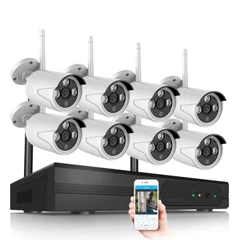 8CH CCTV Kamera Sistemi 3MP WiFi Nvr Kiti Kamera Kablosuz WiFi Ip Kamera Nvr Kiti 4