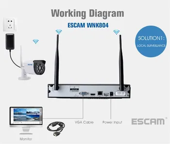 ESCAM WNK804 8CH 720 P IP Kamera Kablosuz WİFİ NVR Kiti 4