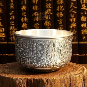Gümüş çay bardağı, saf gümüş çay seti, tatma fincan, master fincan, ev saf gümüş 999 kung fu çay bardağı, yalıtımlı gümüş fincan 4