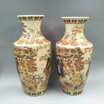 Çin Jingdezhen Porselen Vazo El-Boyalı Hizmetçi Büyük Vazo bir Çift 4