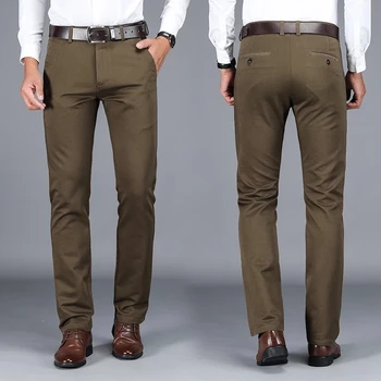 Baskılı Ekose erkek Rahat Pantolon Iş Yüksek Kaliteli Pamuk Esneklik Düz Elbise Erkek Marka 2021 Bahar 4