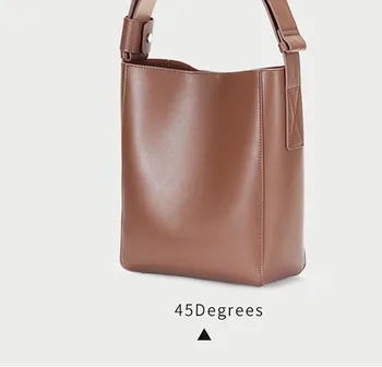 ANOKHOGİ Kadın Kova Çanta Saf Renk Kaliteli Sıcak Satış Dana Messenger Taşınabilir Omuz Çantası ZX154 5