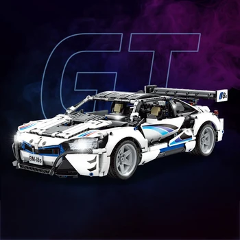 Teknik Süper Yarış Araba BM ı8S 1:10 Modeli Tuğla Set MOC Hızlı Hızlı Spor Araç Yapı Blok Oyuncaklar Çocuklar ıçin noel hediyesi 5