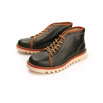 Yomior Yeni El Yapımı Yüksek Kalite Erkekler rahat ayakkabılar Bahar Sonbahar Vintage İngiliz yarım çizmeler Japon Takım Motosiklet Çizmeler 5