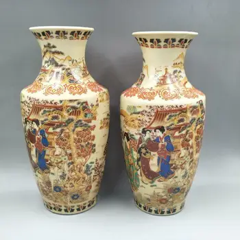 Çin Jingdezhen Porselen Vazo El-Boyalı Hizmetçi Büyük Vazo bir Çift 5