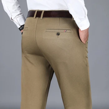 Baskılı Ekose erkek Rahat Pantolon Iş Yüksek Kaliteli Pamuk Esneklik Düz Elbise Erkek Marka 2021 Bahar 5
