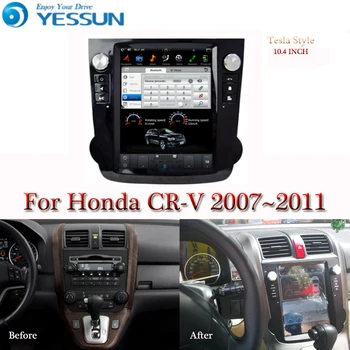Tesla ekran Için Honda CR - V CRV 2007 2008 2009 2010 2011 Araba Android Multimedya Oynatıcı 10.4 inç Araba Radyo stereo Ses GPS 5